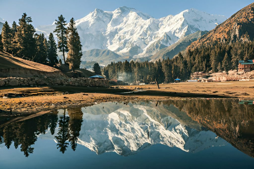Scenic view of Fairy Meadows with Nanga Parbat in the background